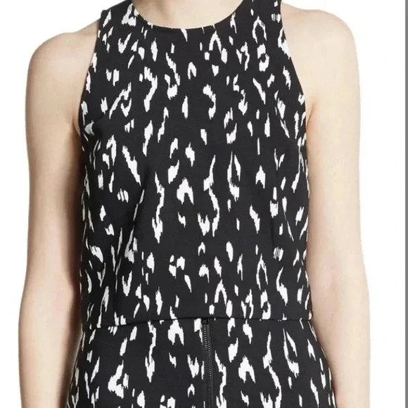 Rachel Zoe Black & White Crop Top With Side Zipper Women’s Size Large - Picture 2 of 7